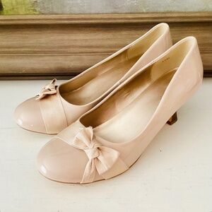 Jellypop Elva Pump Nude size 11 Kitten Heel Ribbon Bow Formal Event Party Bridal
